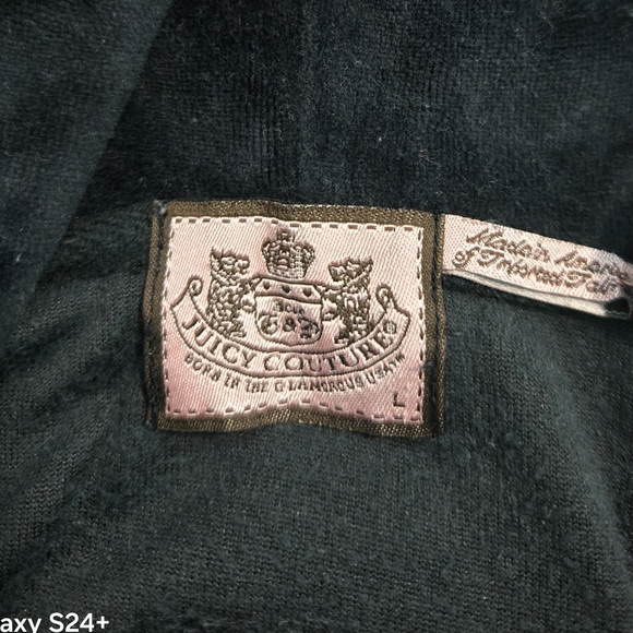 Vintage Juicy Couture Black Velour Butterfly Rhinestone Zip Hoodie - Size L (Fit - Picture 2 of 8